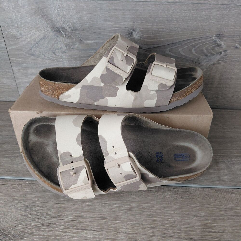 Birkenstock Arizona Desert Camo Sandal Women 8-8.5 EU 39 Birko Flor Soft Footbed